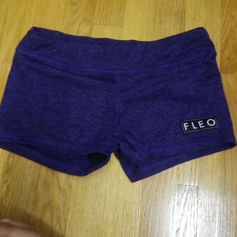 Purple fleo workout shorts
